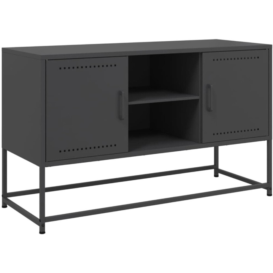 vidaXL Tv-meubel - 100,5x39x60,5 cm - Staal - Zwart Tv-meubel - Tv-meubelen - Tv-meubel - Tv-meubelen vidaXL Tv-meubel - 100,5x39x60,5 cm - Staal - Zwart Tv-meubel - Tv-meubelen - Tv-meubel - Tv-meubelen afbeelding 1