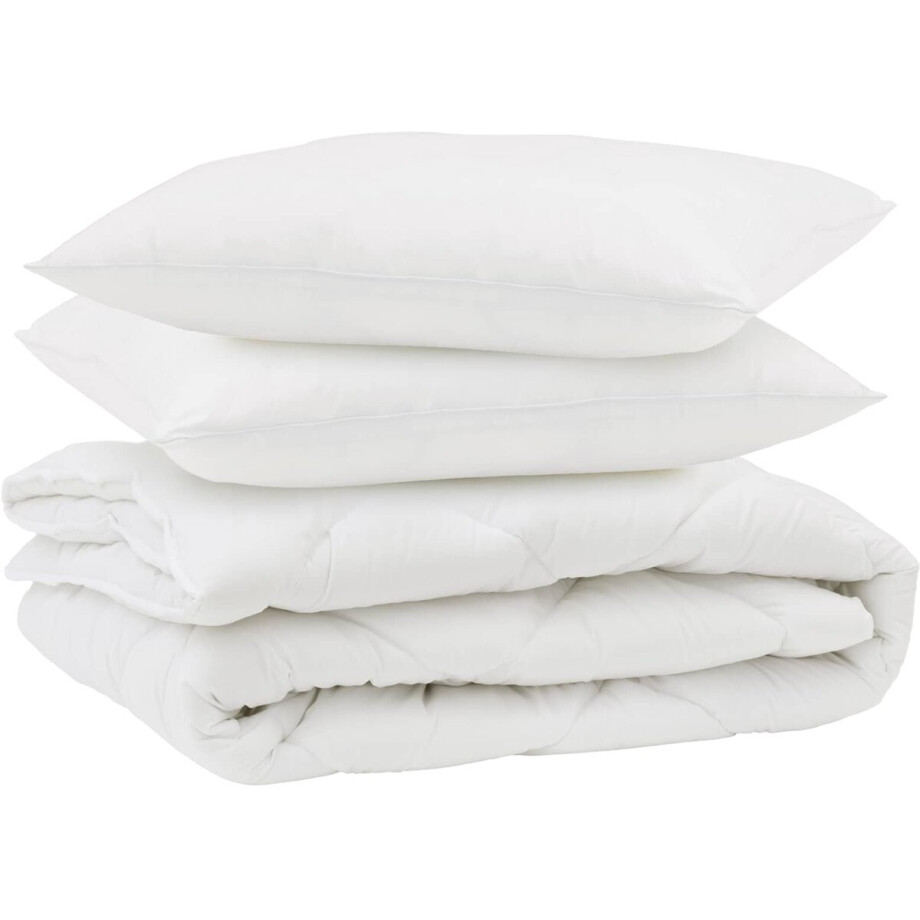 vidaXL - Dekbed - met - kussen - 3 - pcs - Wit - Microvezel afbeelding 1