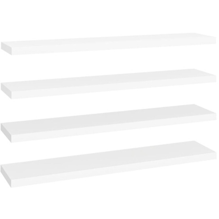vidaXL - Wandschappen - zwevend - 4 - st - 120x23,5x3,8 - cm - MDF - wit afbeelding 1