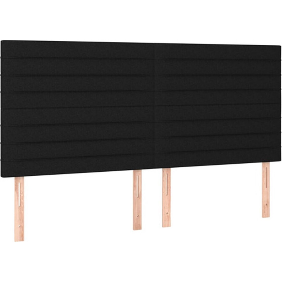 vidaXL - Hoofdbord - zwart - 200x5x118/128 - cm - stof vidaXL - Hoofdbord - zwart - 200x5x118/128 - cm - stof afbeelding 1
