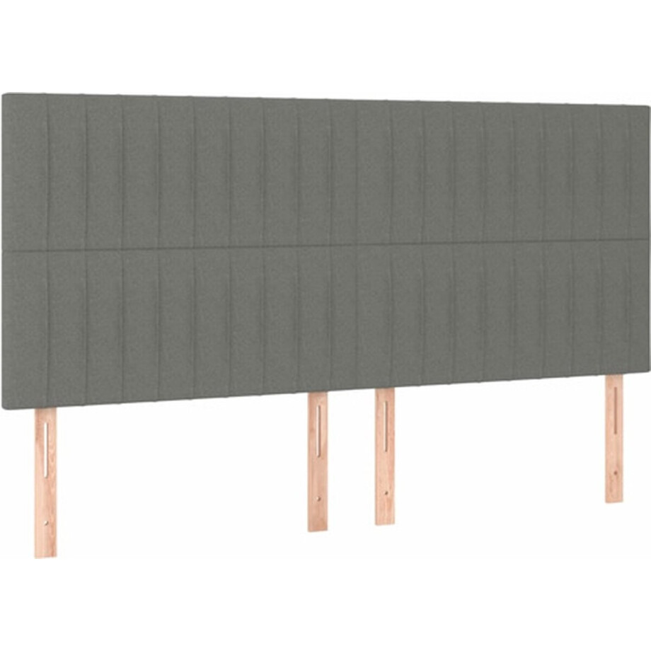 vidaXL - Hoofdbord - donkergrijs - 180x5x118/128 - cm - Stof afbeelding 1