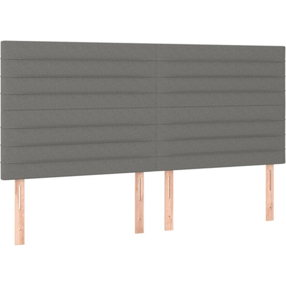 vidaXL - Hoofdbord - donkergrijs - 160x5x118/128 - cm - Stof vidaXL - Hoofdbord - donkergrijs - 160x5x118/128 - cm - Stof afbeelding 1