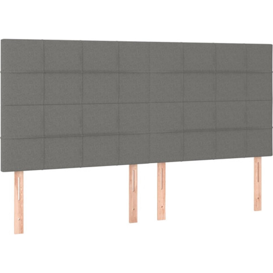 vidaXL - Hoofdbord - donkergrijs - 160x5x118/128 - cm - Stof afbeelding 1