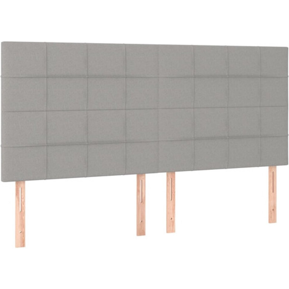 vidaXL - Hoofdbord - lichtgrijs - 200x5x118/128 - cm - stof vidaXL - Hoofdbord - lichtgrijs - 200x5x118/128 - cm - stof afbeelding 1