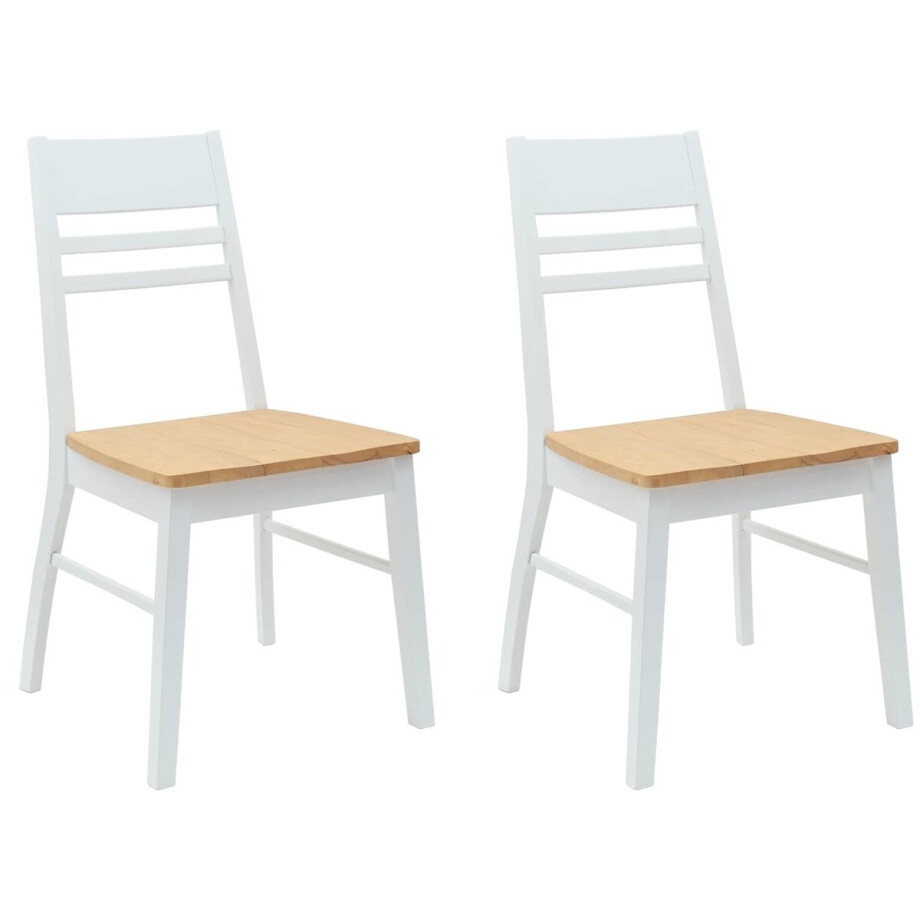 vidaXL - Eetstoelen - 2 - st - Massief - Rubberhout - Wit - 43 - x - 54 - x - 89 - cm afbeelding 1