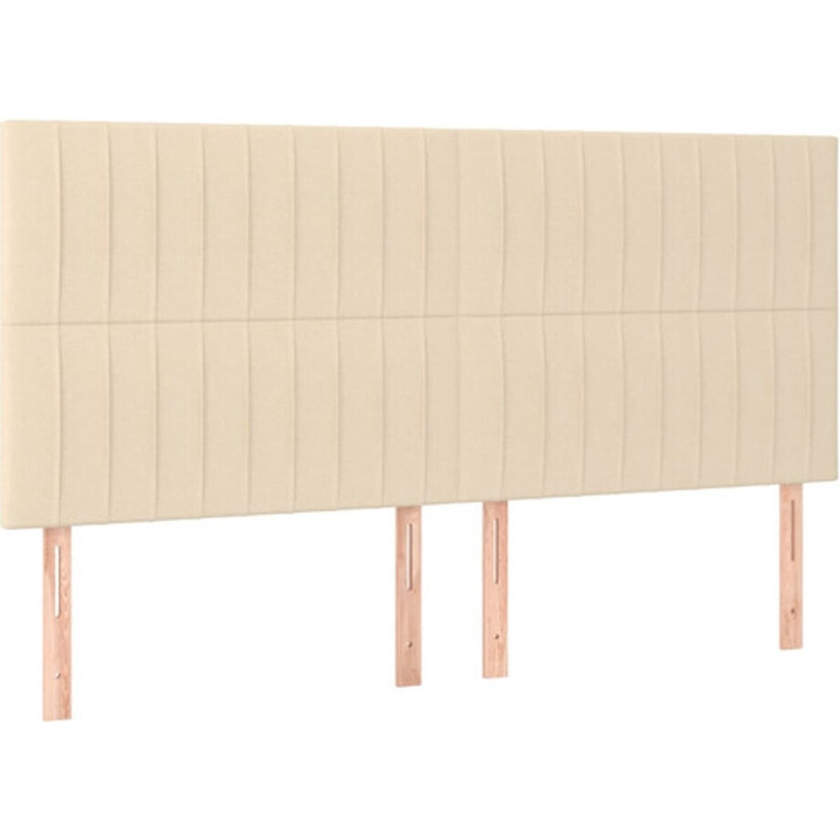 vidaXL - Hoofdbord - crème - 200x5x118/128 - cm - stof afbeelding 1