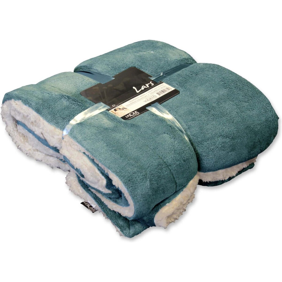 D- Unique Living - Lars Coral Fleece/suede Plaid 150x200cm Mineral Blue D- Unique Living - Lars Coral Fleece/suede Plaid 150x200cm Mineral Blue afbeelding 1