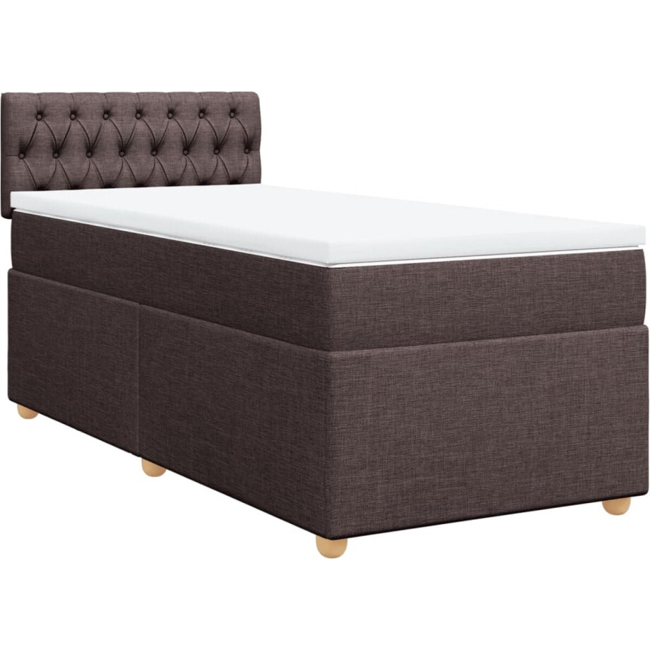 vidaXL - Boxspring - met - matras - stof - donkerbruin - 80x200 - cm vidaXL - Boxspring - met - matras - stof - donkerbruin - 80x200 - cm afbeelding 1