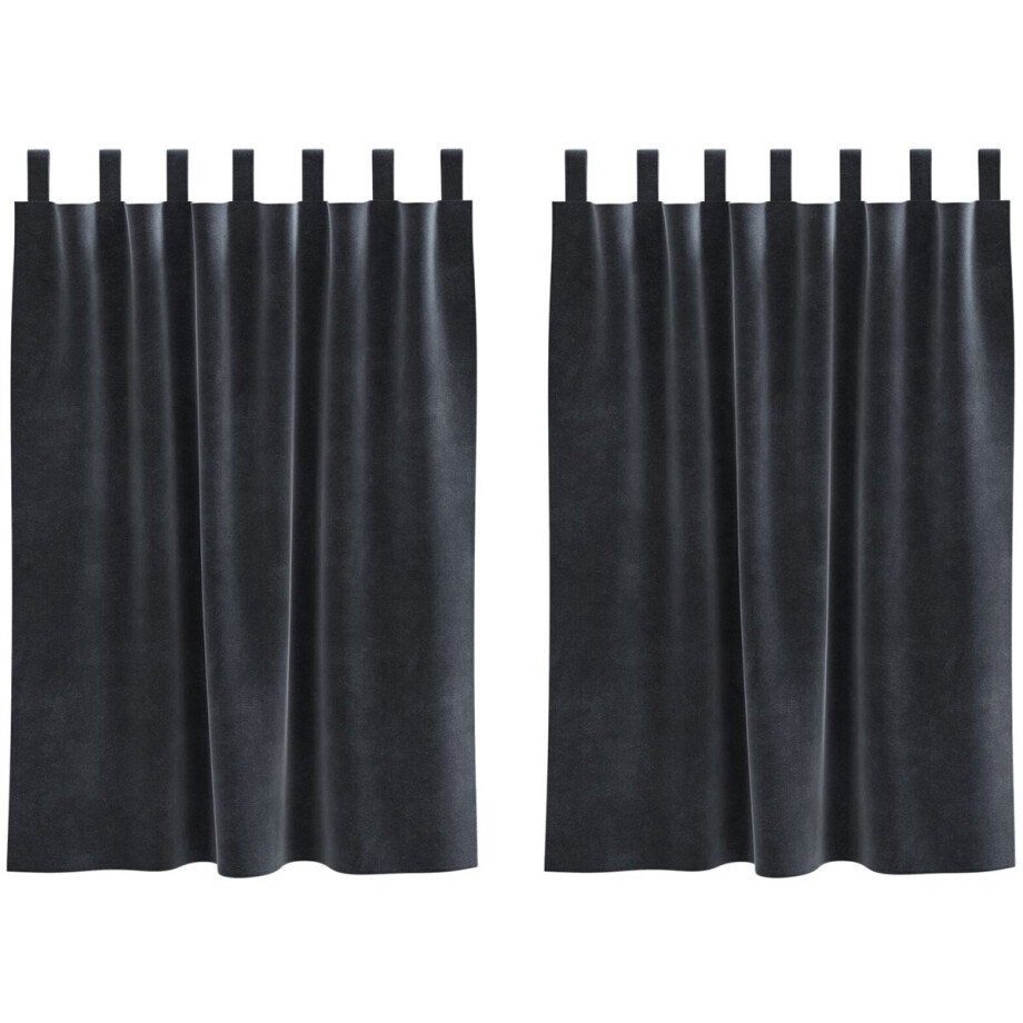 vidaXL - Blackout - Gordijnen - met - Hanglussen - 2 - stuks - Donkergrijs - Fluwel vidaXL - Blackout - Gordijnen - met - Hanglussen - 2 - stuks - Donkergrijs - Fluwel afbeelding 1