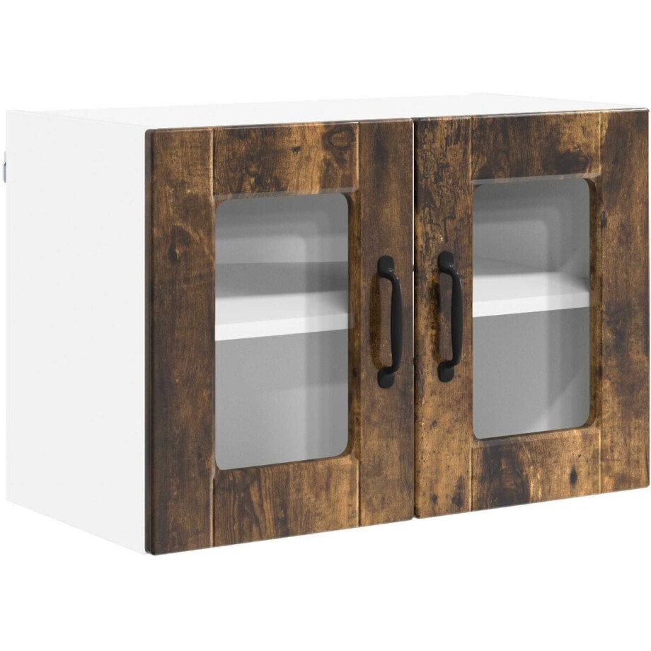 vidaXL - Wandglas - Kasten - PORTO - Rook - Eiken - 60 - x - 31 - x - 40 - cm - Bewerkt - hout vidaXL - Wandglas - Kasten - PORTO - Rook - Eiken - 60 - x - 31 - x - 40 - cm - Bewerkt - hout afbeelding 1