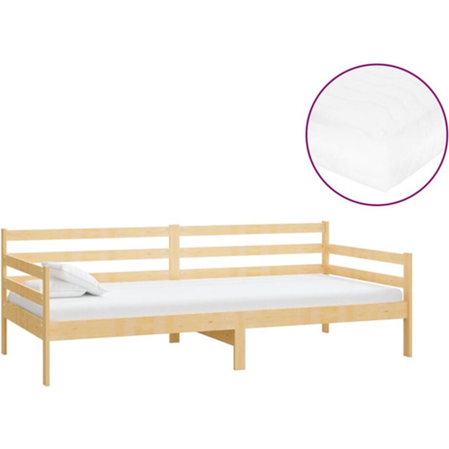 vidaXL - Slaapbank - met - matras - massief - grenenhout - 90x200 - cm afbeelding 1