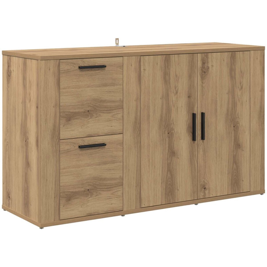 vidaXL - Dressoir - Artisan - Eiken - 100 - x - 33 - x - 59.5 - cm - Bewerkt - hout afbeelding 1