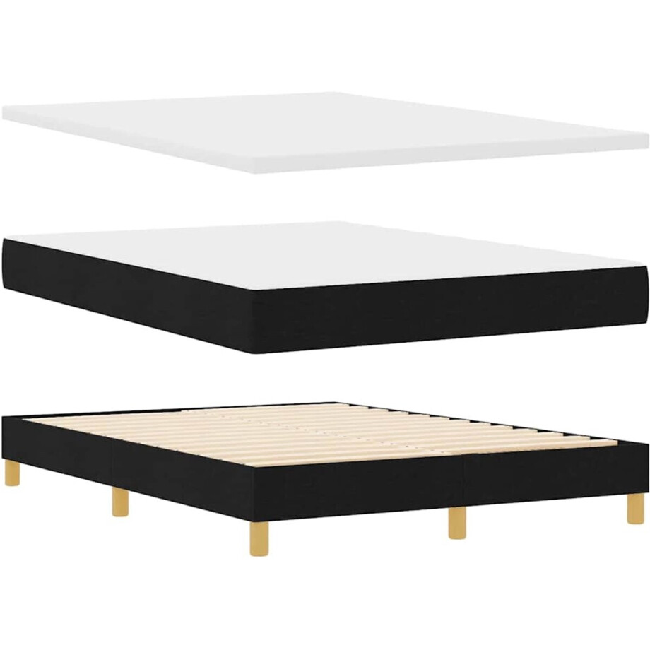 vidaXL - Boxspring - bed - met - hoofdeinde - Zwart - 160 - x - 200 - cm - Stof afbeelding 1