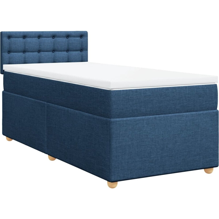 vidaXL - Boxspring - met - matras - stof - blauw - 90x190 - cm afbeelding 1