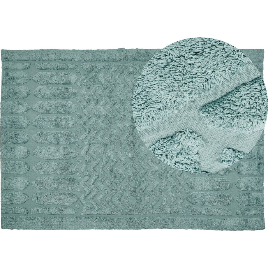 BELIANI SIRNAK - Laagpolig vloerkleed - Mintgroen - 140 x 200 cm - Katoen afbeelding 1