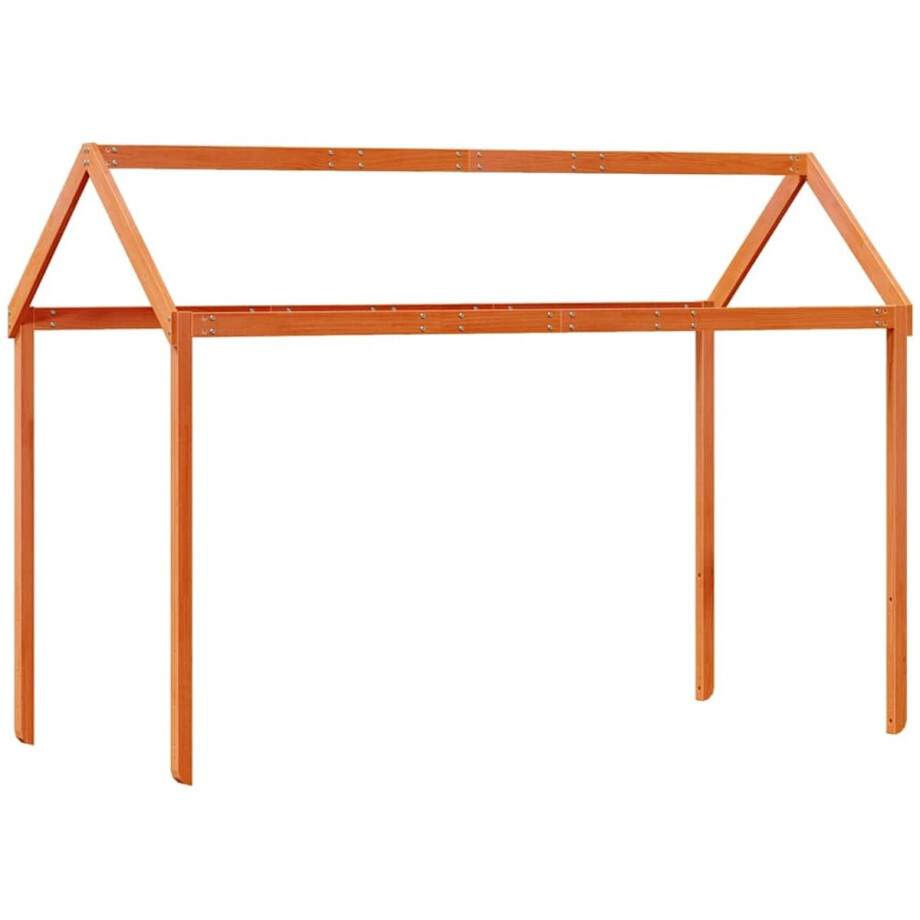 vidaXL - Kinderbedhuisje - 217x95,5x159 - cm - massief - grenenhout - wasbruin afbeelding 1