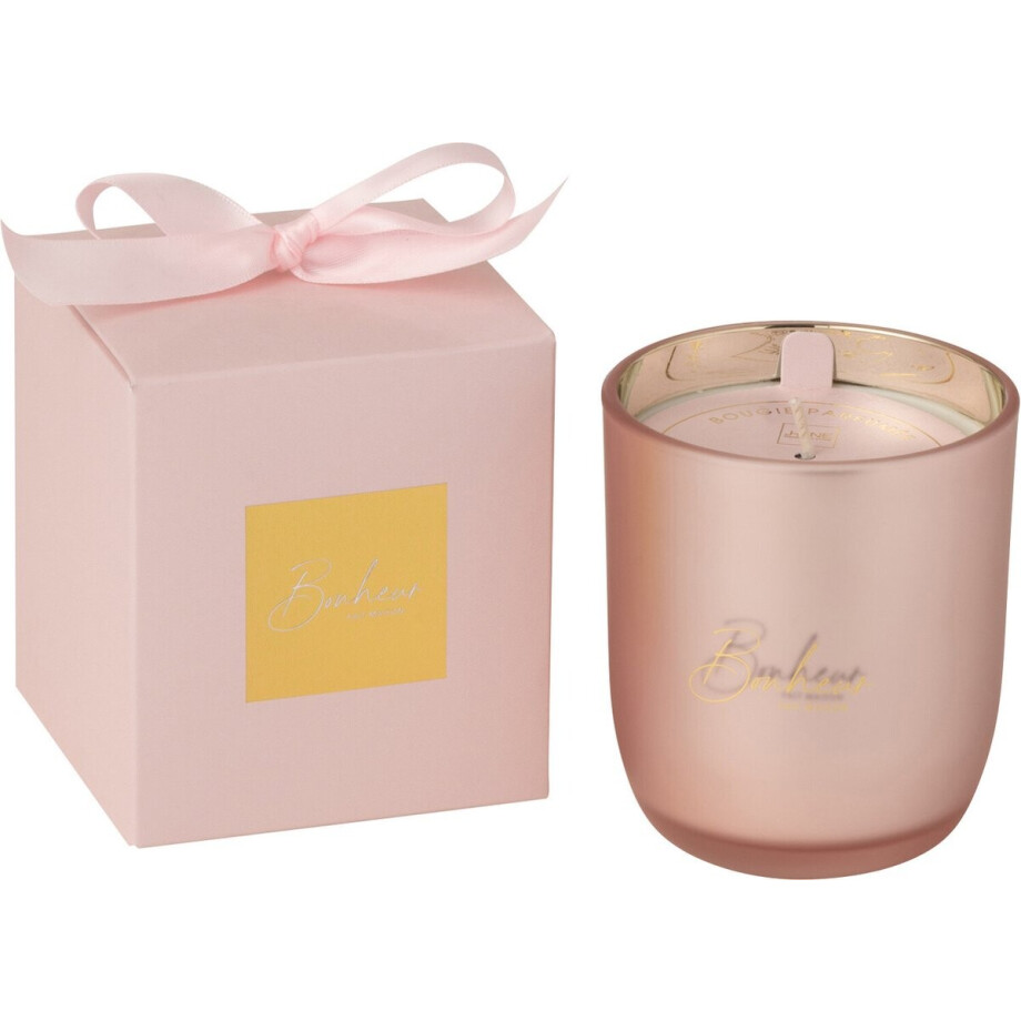 J-Line geurkaars Bonheur - Sapphire Amber Tea - glas - roze - small - 35U afbeelding 1