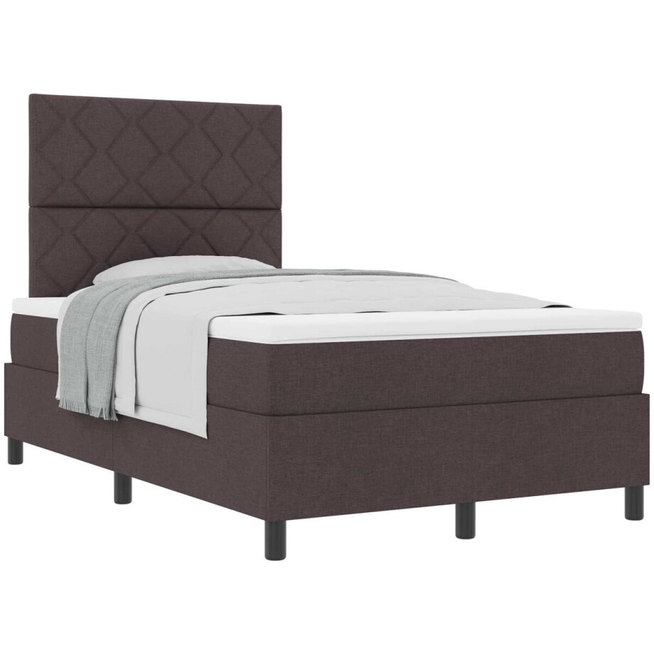 vidaXL - Boxspring - bed - met - hoofdeinde - Donkerbruin - 120 - x - 200 - cm - Stof vidaXL - Boxspring - bed - met - hoofdeinde - Donkerbruin - 120 - x - 200 - cm - Stof afbeelding 1