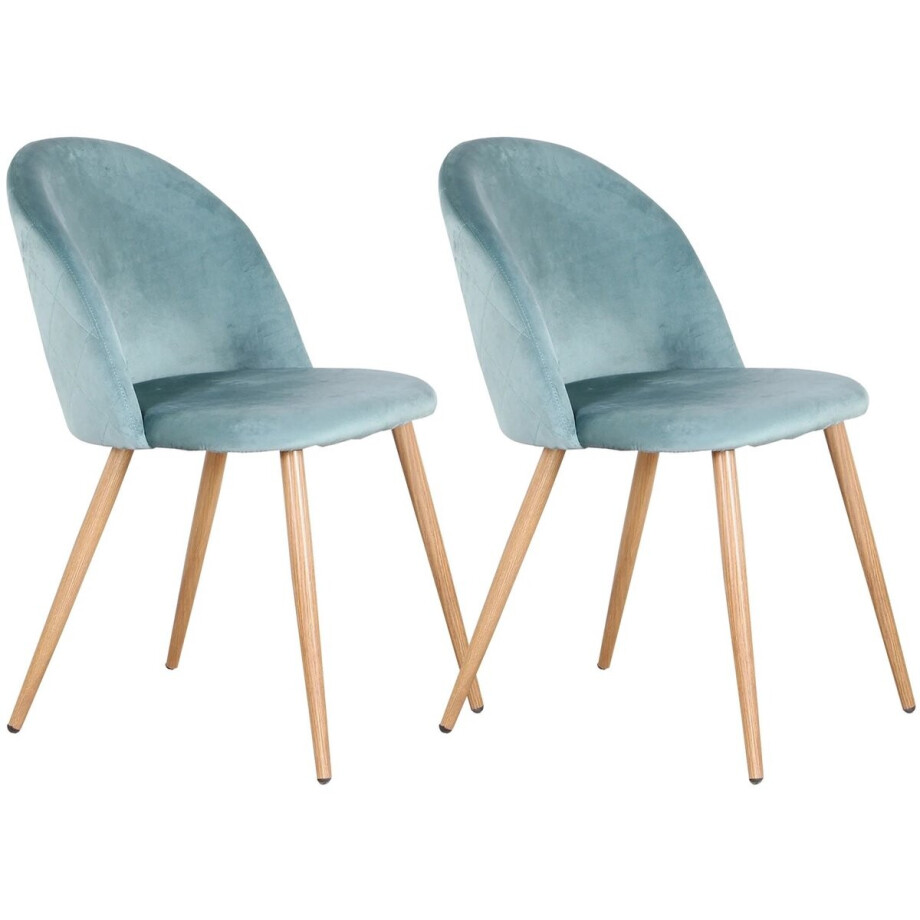 Cozy Cottage® Set van 2 Eetkamerstoelen - Zacht Fluwelen Bekleding met Metalen Poten - Stoelen - Geschikt voor Keuken, Eetkamer, Woonkamer en Lounge - Turquoise afbeelding 1