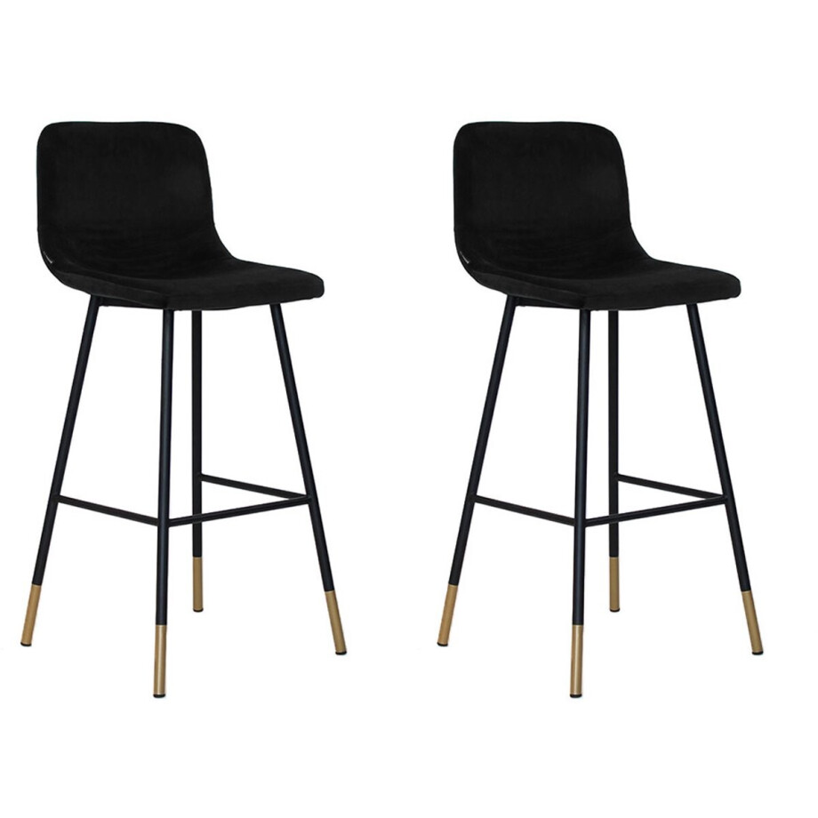 Bronx71® Velvet barkruk Mikky zwart 68 - 79 cm - Barkrukken set van 2 - barstoel Bronx71® Velvet barkruk Mikky zwart 68 - 79 cm - Barkrukken set van 2 - barstoel afbeelding 1