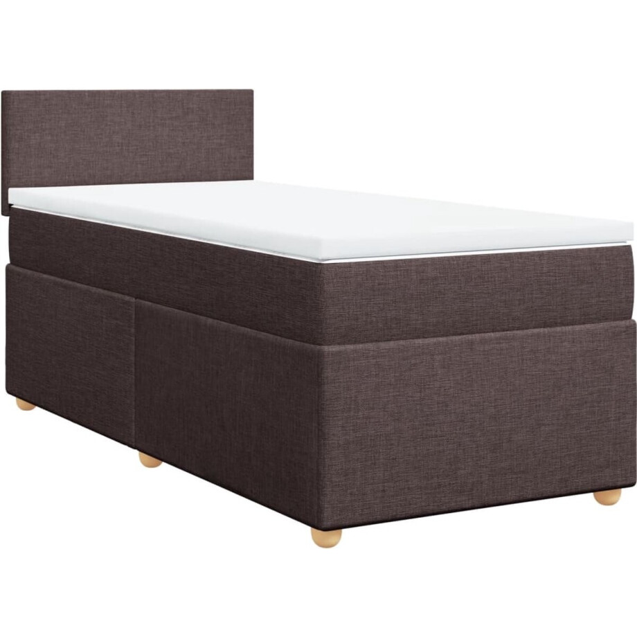 vidaXL - Boxspring - met - matras - stof - donkerbruin - 80x200 - cm vidaXL - Boxspring - met - matras - stof - donkerbruin - 80x200 - cm afbeelding 1