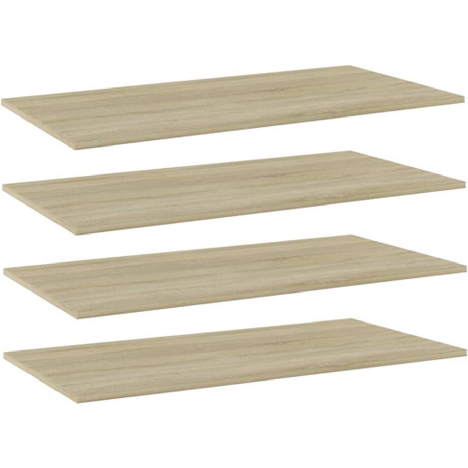 vidaXL - Wandschappen - 4 - st - 80x20x1,5 - cm - spaanplaat - sonoma - eikenkleurig afbeelding 1