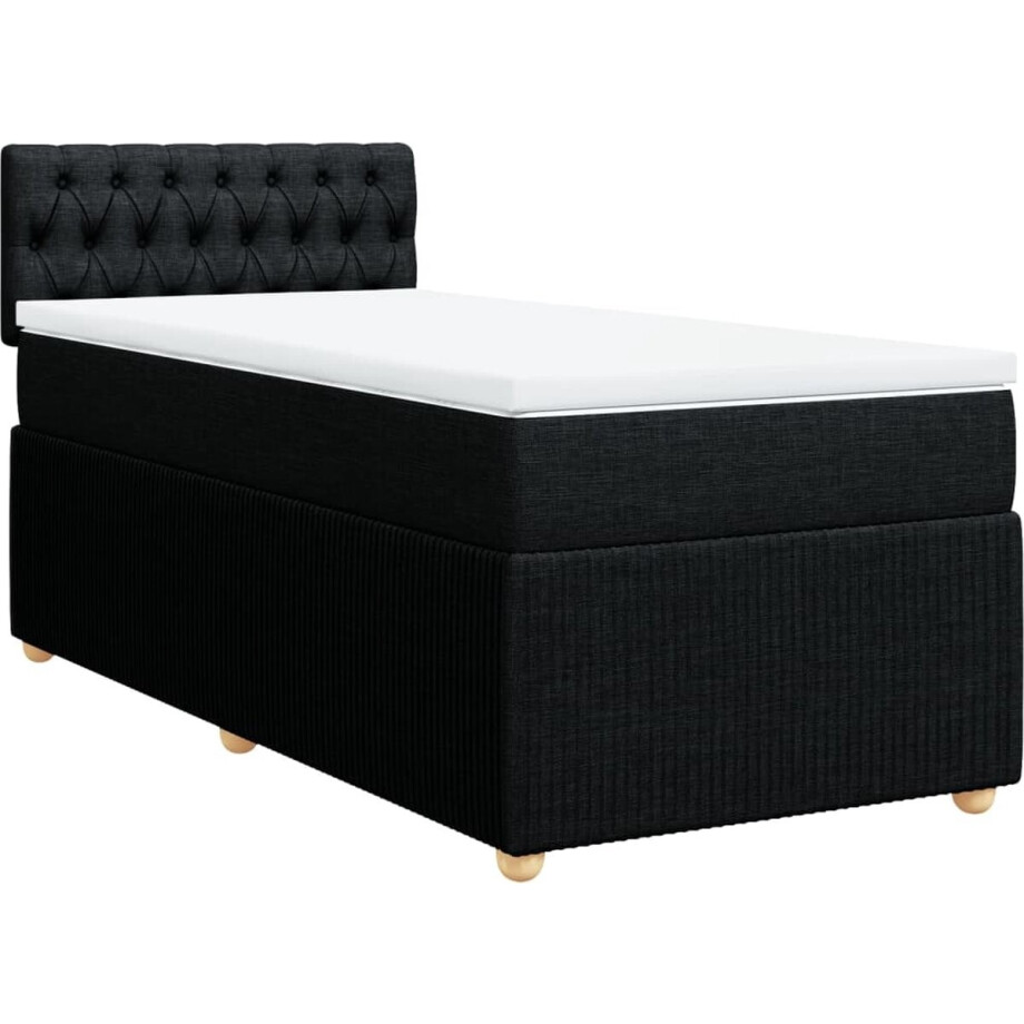 vidaXL - Boxspring - met - matras - stof - zwart - 80x200 - cm afbeelding 1