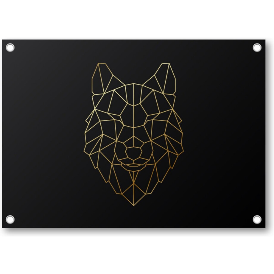 Minimalist Wolf - Goud - Tuinposter 70x50 - Wanddecoratie - Dieren Minimalist Wolf - Goud - Tuinposter 70x50 - Wanddecoratie - Dieren afbeelding 1