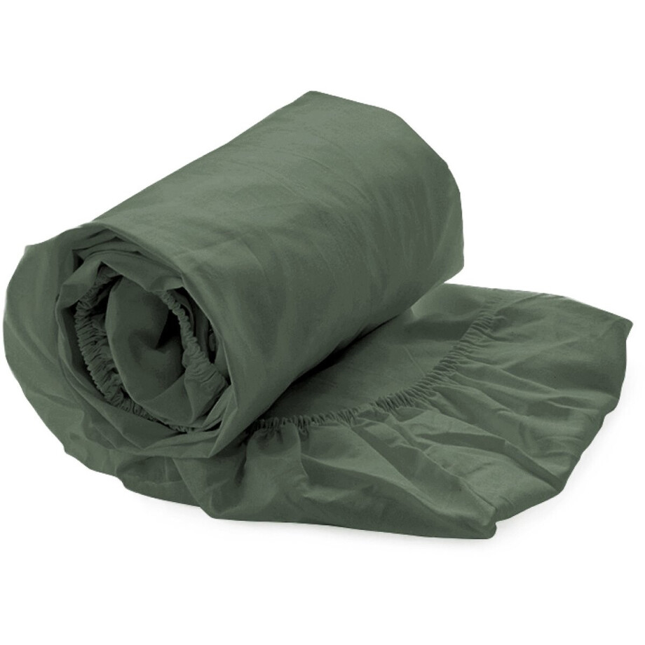 Heckettlane Hoeslaken Elementi - Onderlaken voor Tweepersoonsbed - 160x200 cm - 100% Katoen-Satijn - Groen afbeelding 1