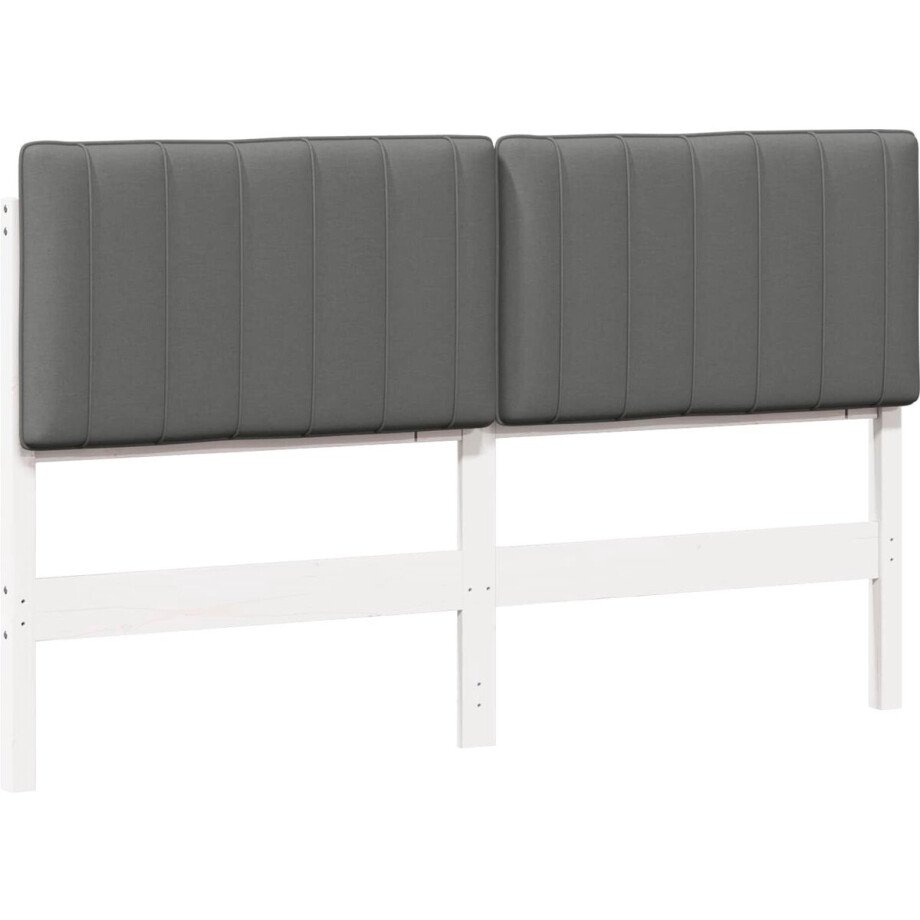 vidaXL - Gestoffeerd - hoofdbord - met - hoofdeinde - Wit - en - Lichtgrijs - 150 - cm afbeelding 1