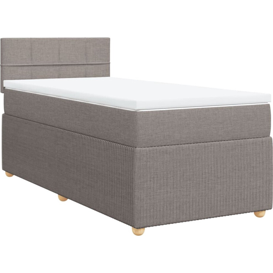 vidaXL - Boxspring - met - matras - stof - taupe - 100x200 - cm afbeelding 1