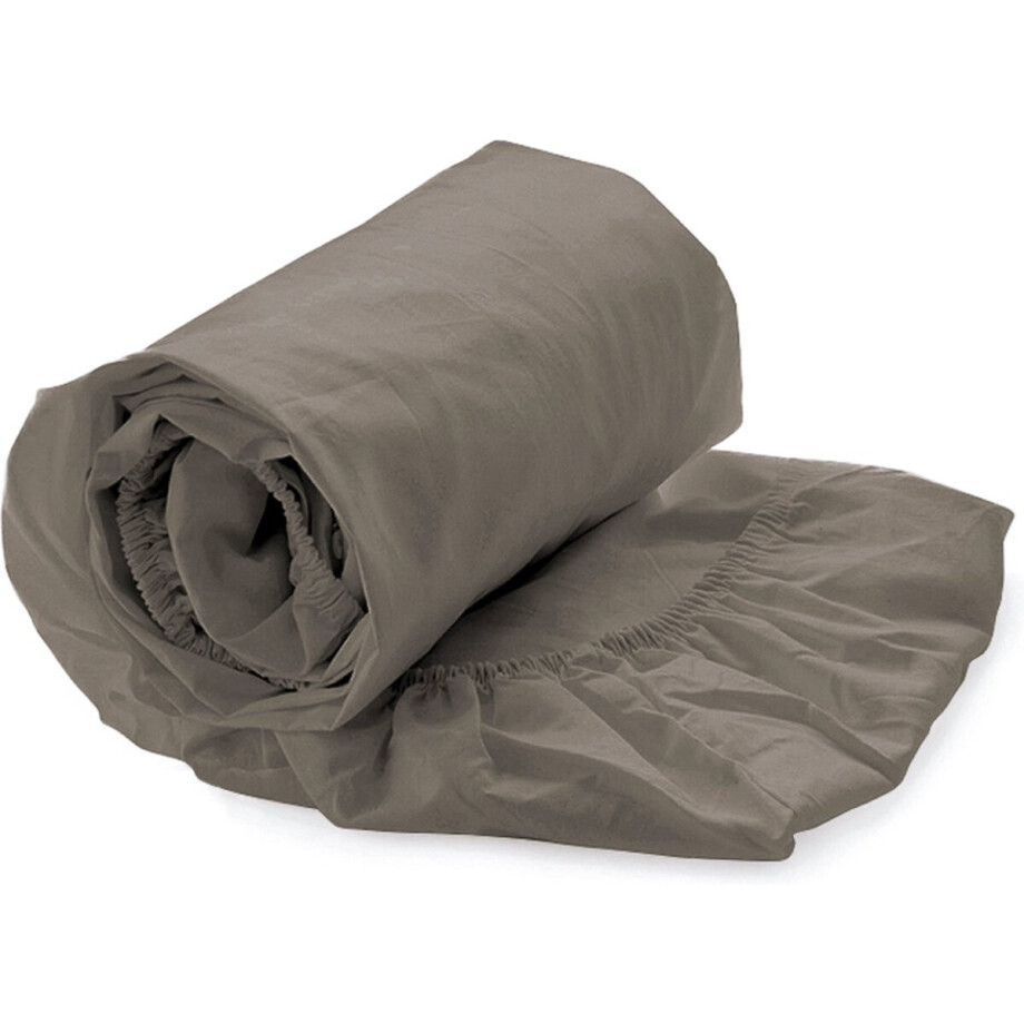 Heckettlane Hoeslaken Elementi - Onderlaken voor tweepersoonsbed - 180x200 - 100% Katoen-Satijn - Taupe afbeelding 1