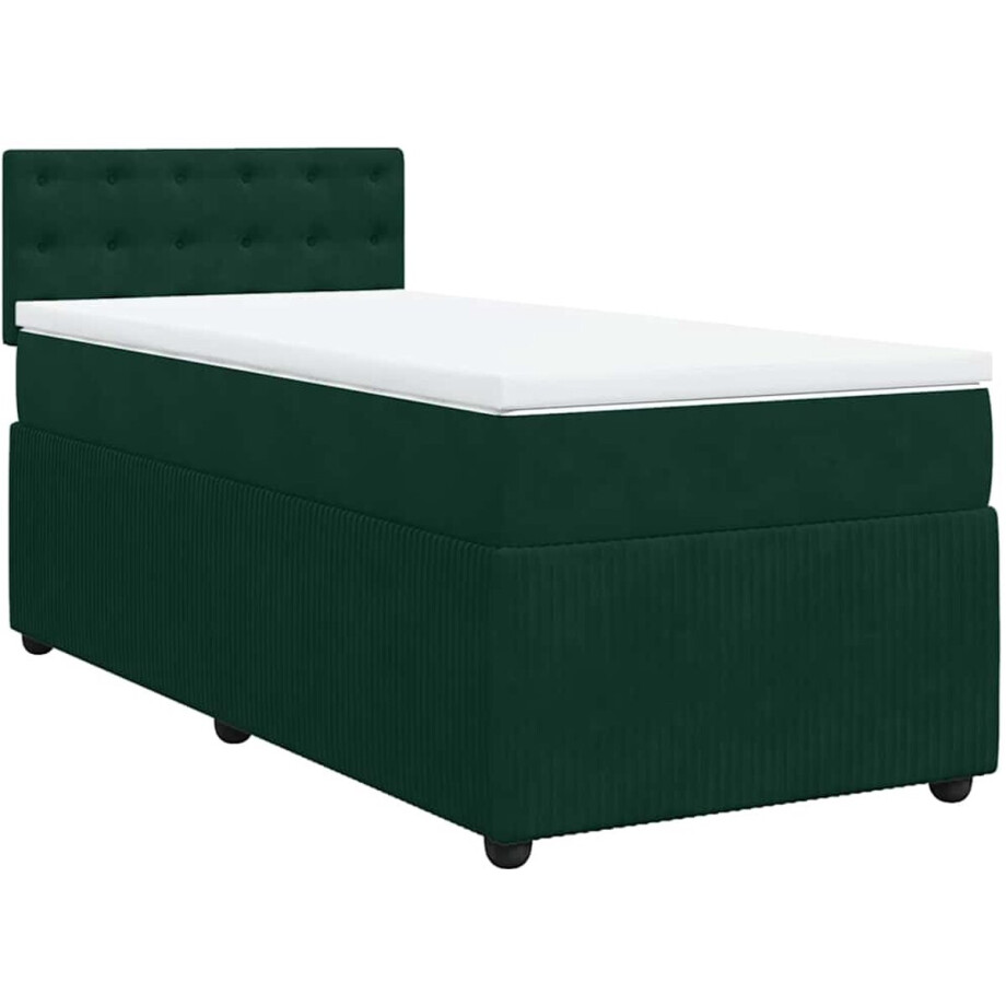 vidaXL - Boxspring - met - matras - fluweel - donkergroen - 80x200 - cm afbeelding 1
