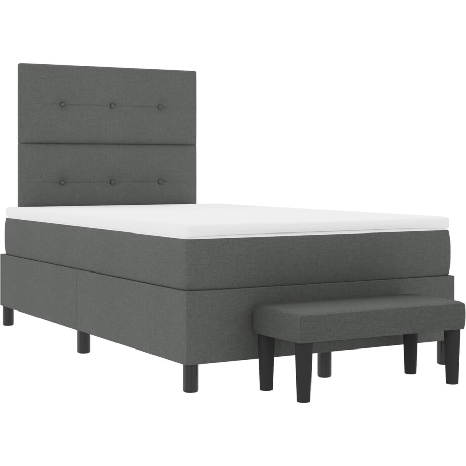 vidaXL - Boxspring - bed - met - kussen - Donkergrijs - 120 - x - 200 - cm - Stof vidaXL - Boxspring - bed - met - kussen - Donkergrijs - 120 - x - 200 - cm - Stof afbeelding 1