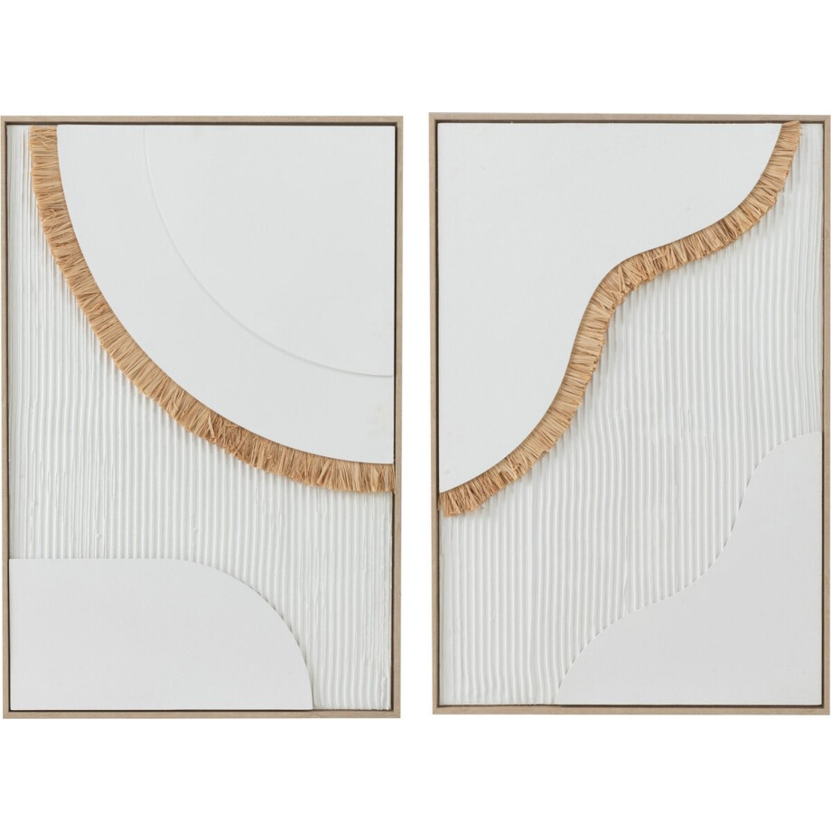 J-Line schilderij Hooi - canvas - wit - 2 stuks afbeelding 1