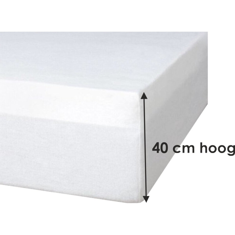 Boxspring molton hoeslaken - 100% katoen - extra hoog 40 cm - 200x200 cm - wit Boxspring molton hoeslaken - 100% katoen - extra hoog 40 cm - 200x200 cm - wit afbeelding 1