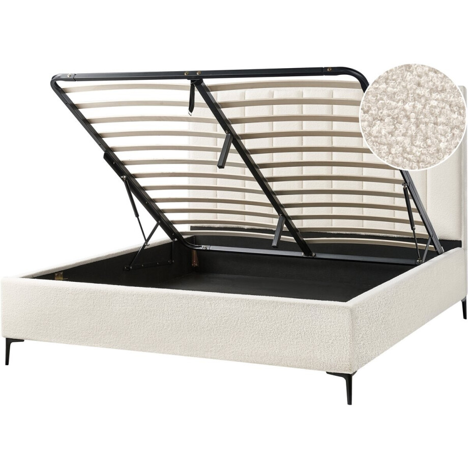 SEZANNE - Bed met opbergruimte - Gebroken wit - 180 x 200 cm - Bouclé SEZANNE - Bed met opbergruimte - Gebroken wit - 180 x 200 cm - Bouclé afbeelding 1
