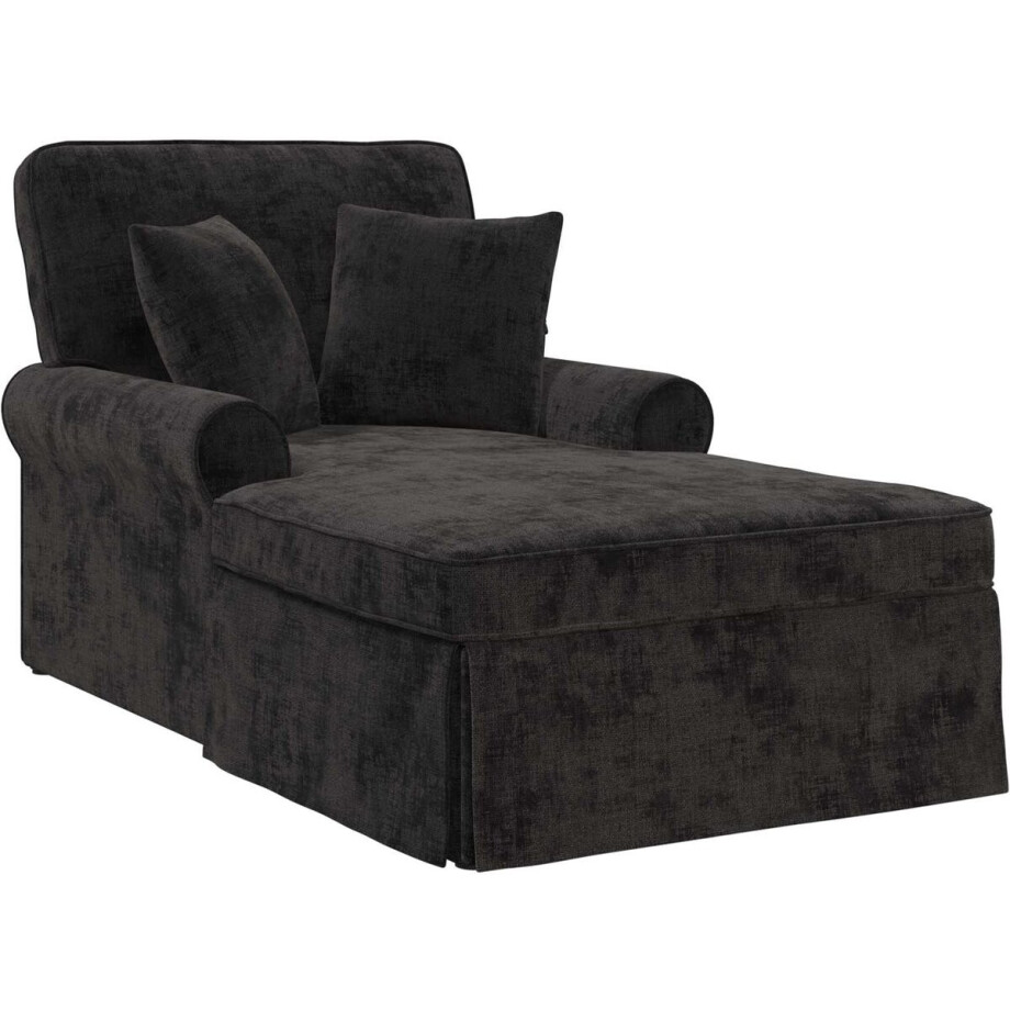 vidaXL - Chaise - Lounge - met - Rok - met - kussen - Zwart - 157 - x - 91 - x - 91 - cm - ARES afbeelding 1