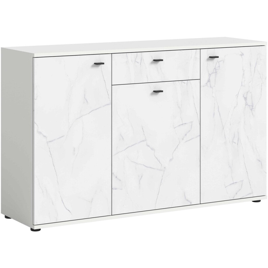 Stenen ladekast marmer wit NB wit melamine - 40x138x87cm afbeelding 1