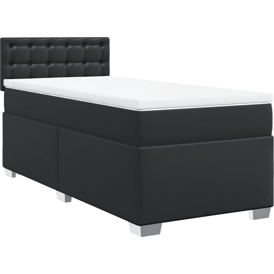 vidaXL - Boxspring - met - matras - kunstleer - zwart - 100x200 - cm afbeelding 1