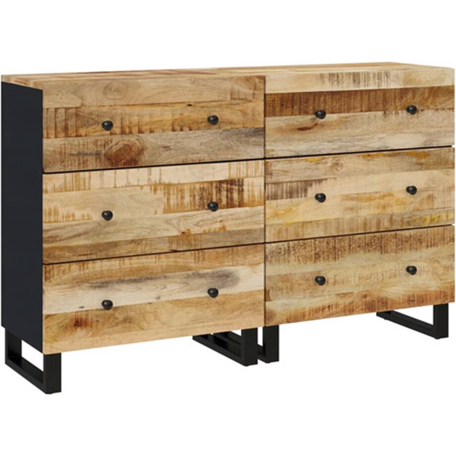 vidaXL - Dressoirs - 2 - st - 60x33x75 - cm - ruw - mangohout vidaXL - Dressoirs - 2 - st - 60x33x75 - cm - ruw - mangohout afbeelding 1