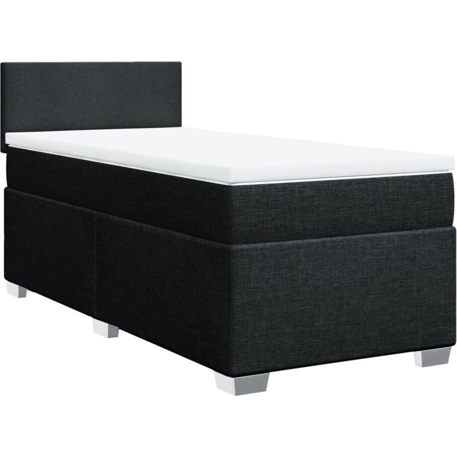 vidaXL - Boxspring - met - matras - stof - zwart - 100x200 - cm vidaXL - Boxspring - met - matras - stof - zwart - 100x200 - cm afbeelding 1