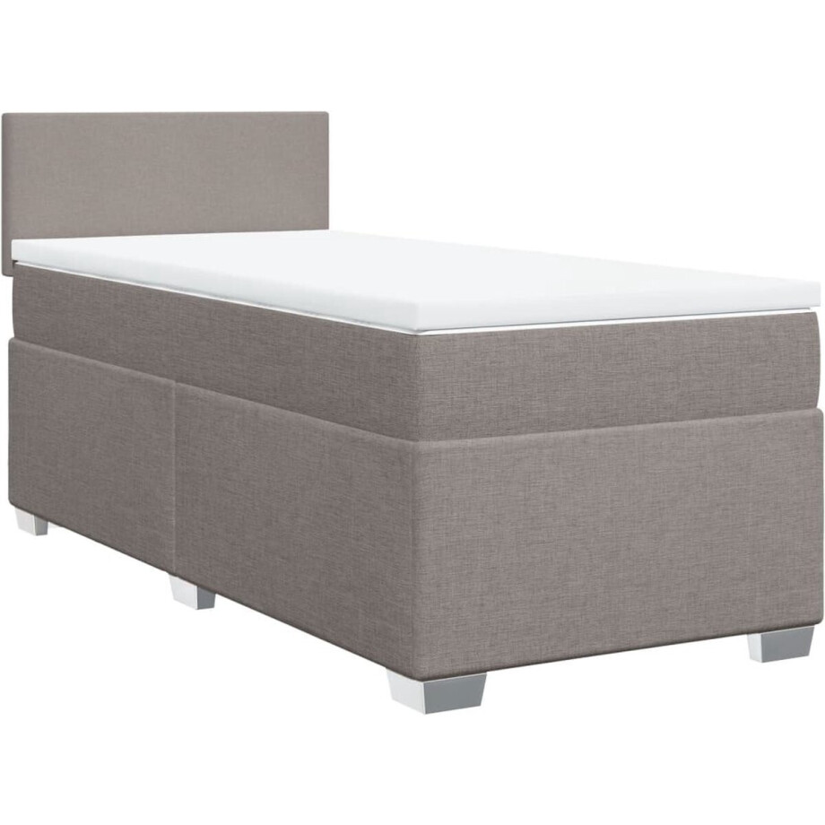 vidaXL - Boxspring - met - matras - stof - taupe - 90x200 - cm vidaXL - Boxspring - met - matras - stof - taupe - 90x200 - cm afbeelding 1