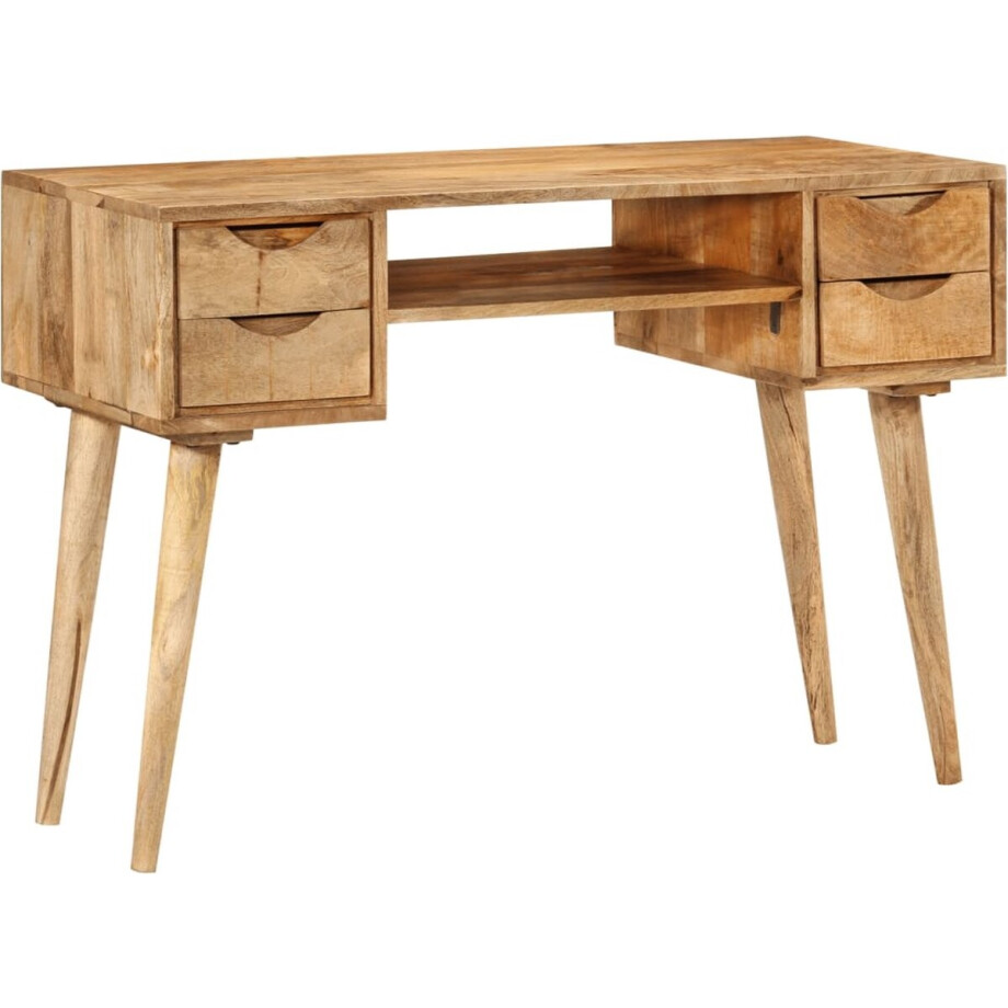 vidaXL - Bureau - met - lades - 110x47x76 - cm - massief - mangohout afbeelding 1