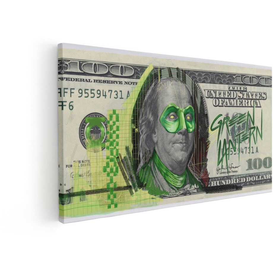 Artaza Canvas Schilderij Dollar - 100x50 cm - Wanddecoratie Green Lantern - Muurdecoratie Geld - Popart Portret Groen Artaza Canvas Schilderij Dollar - 100x50 cm - Wanddecoratie Green Lantern - Muurdecoratie Geld - Popart Portret Groen afbeelding 1