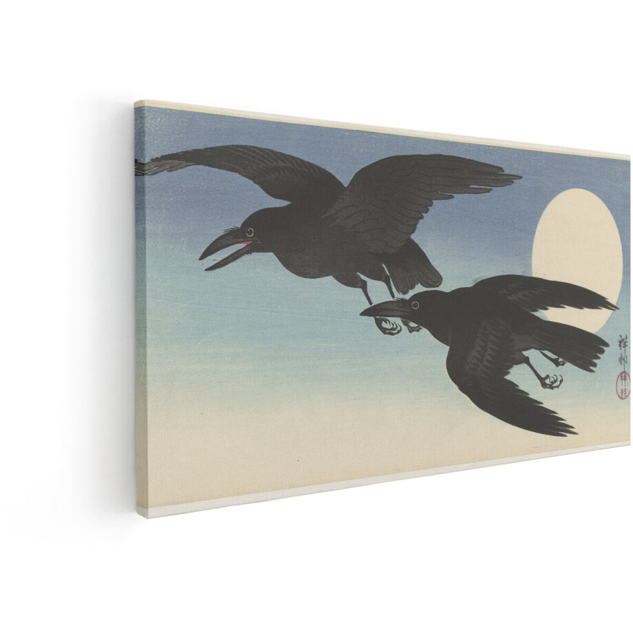 Artaza Canvas Schilderij Kraaien - 120x60 cm - Wanddecoratie Vogels - Muurdecoratie Japandi - Decoratie Volle Maan - Zwart Artaza Canvas Schilderij Kraaien - 120x60 cm - Wanddecoratie Vogels - Muurdecoratie Japandi - Decoratie Volle Maan - Zwart afbeelding 1