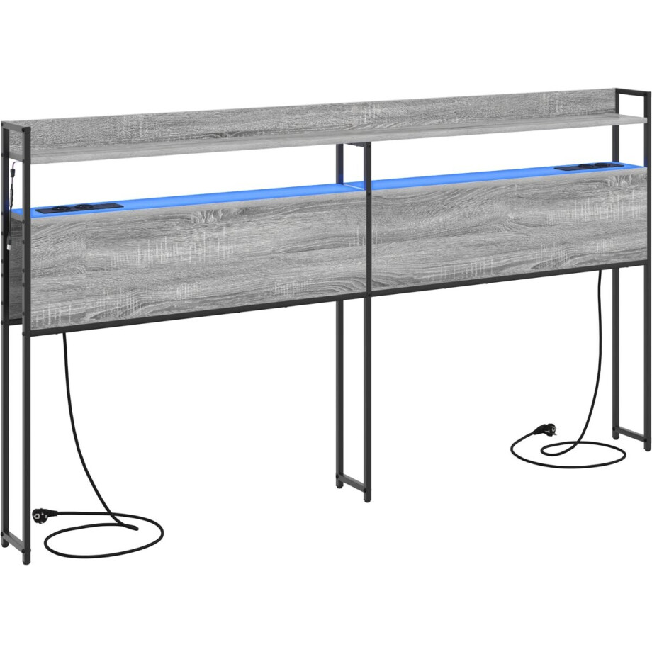 vidaXL - Opberghoofdbord - met - opslag - Grijs - sonoma - Bewerkt - hout afbeelding 1