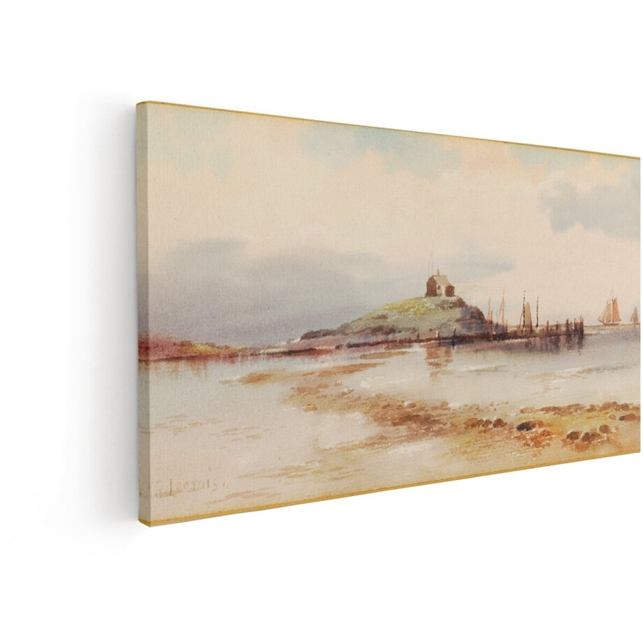 Artaza Canvas Schilderij Kustlandschap - 120x60 cm - Wanddecoratie Zee - Muurdecoratie Vintage Aquarel - Schilderijen Op Canvas Eiland Met Huisje Artaza Canvas Schilderij Kustlandschap - 120x60 cm - Wanddecoratie Zee - Muurdecoratie Vintage Aquarel - Schilderijen Op Canvas Eiland Met Huisje afbeelding 1