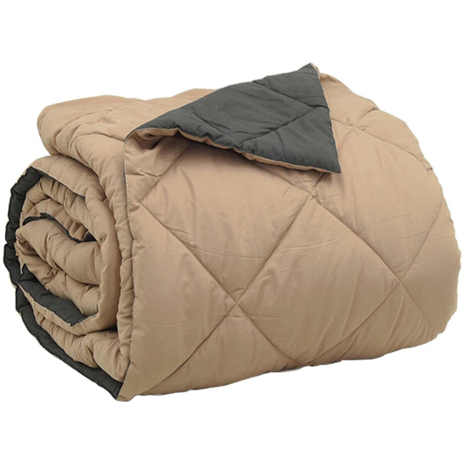 vidaXL - Volledig - Jaar - Dekbed - Antraciet - en - Taupe - 220 - x - 240 - cm - Microvezel afbeelding 1