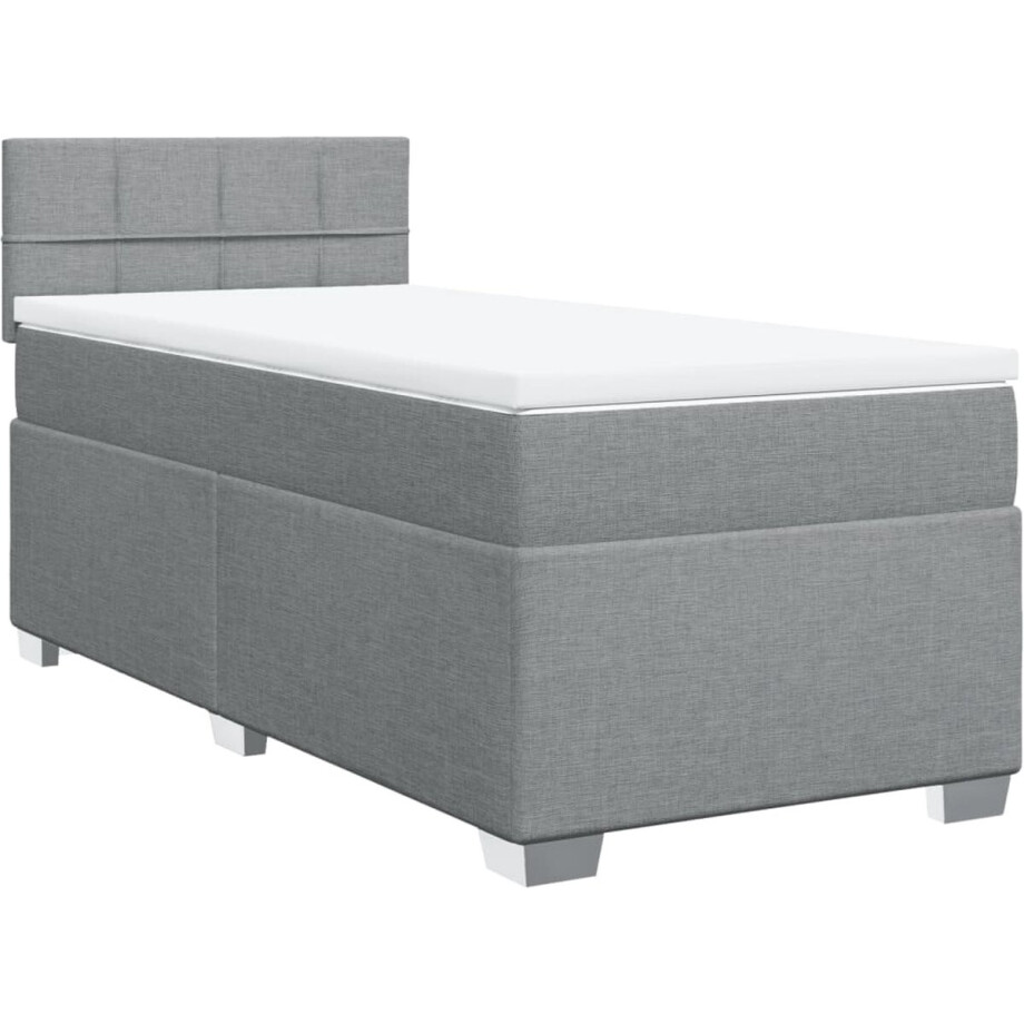 vidaXL - Boxspring - met - matras - stof - lichtgrijs - 100x200 - cm afbeelding 1
